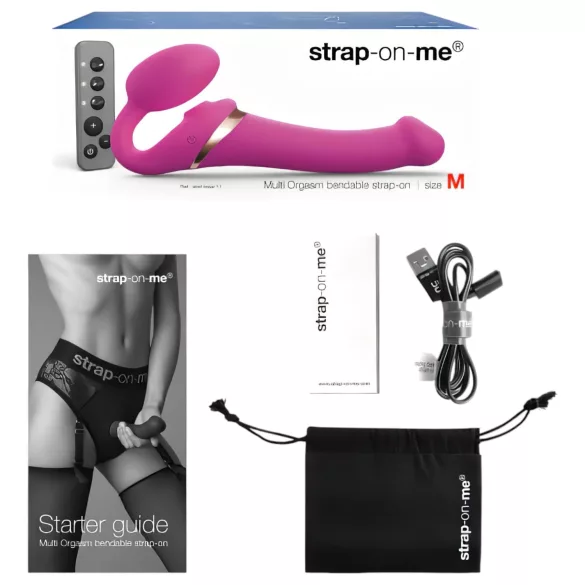 Strap-on-me M - Aufladbarer Luftstoß-Vibrator (Pink)