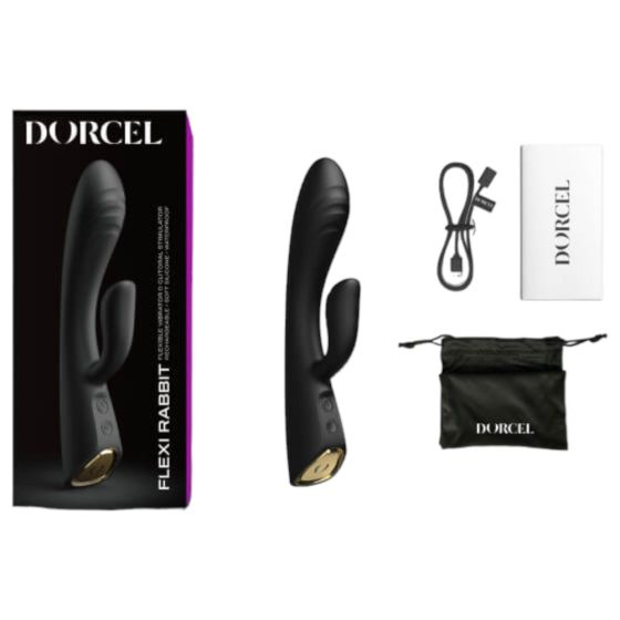 Dorcel Flexi Rabbit - akkubetriebener, heizbarer Klitoris-Vibrator (schwarz)