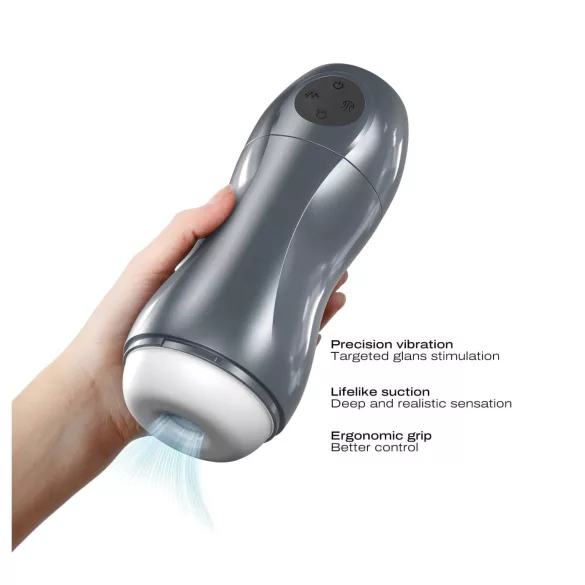 Dorcel Blowjoy Vibe - Saug- und Vibrations-Masturbator mit Akku (grau)