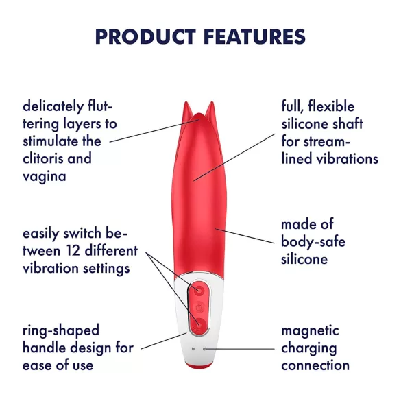 Satisfyer Power Flower - wiederaufladbarer, wasserdichter Vibrator (rot)