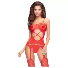  Penthouse Hot Nightfall - Wellenmuster, offenes Netz-Set (rot) - XL