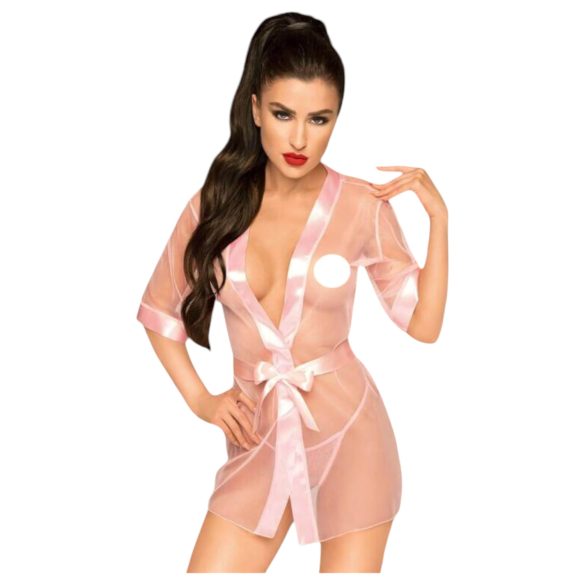 Penthouse Midnight Mirage - Satin Kimono und String (Rosa)