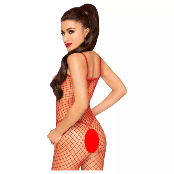 Penthouse Body Search - offener Netz-Overall (Rot)