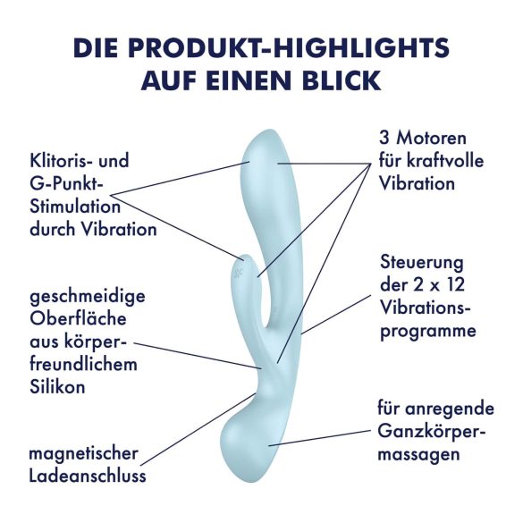 Satisfyer Triple Oh - Akku-Klitorisvibrator mit Arm (blau)