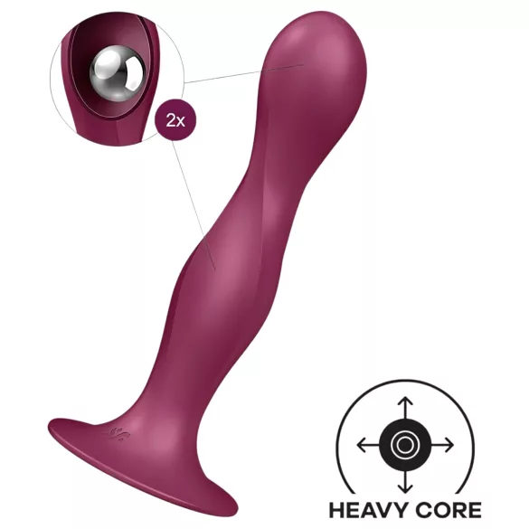 Satisfyer Double Ball-R - Gewichtetes Dildo mit Saugfuß (rot)