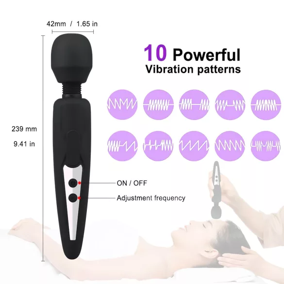 Mrow - Akku, wasserdichter Massagestab (schwarz)