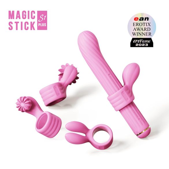 Magic Stick - Vibrator mit Wechselaufsätzen (Pink)
