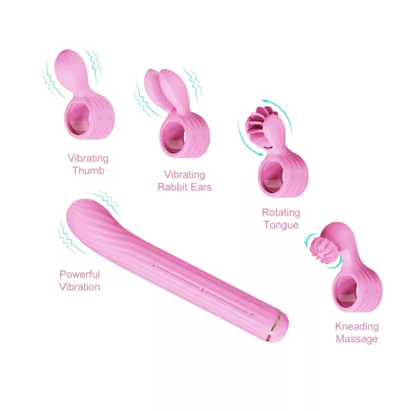 Magic Stick - Vibrator mit Ersatzaufsätzen (Pink)