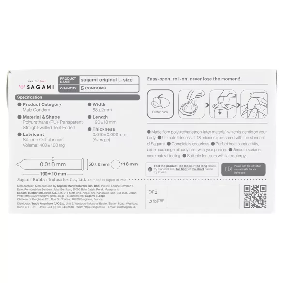 Sagami Original 0,01 L - Kondom - 58mm (5Stk)