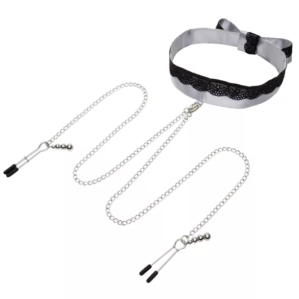 Fifty Shades of Grey Play Nice - Nippelklemmen mit Halsband (silber)