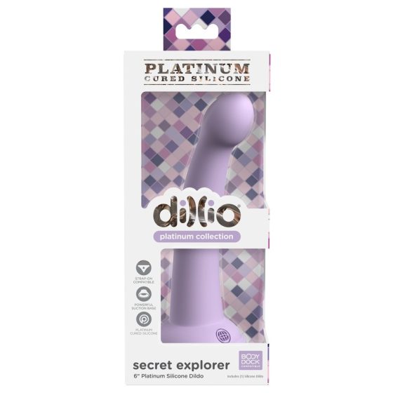 Dillio Secret Explorer - Saugnapf-Eichel-Dildo aus Silikon (17cm) - Lila