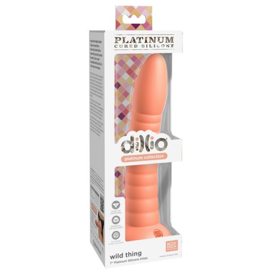 Dillio Wild Thing - Saugnapf gerillter Dildo (19cm) - Orange