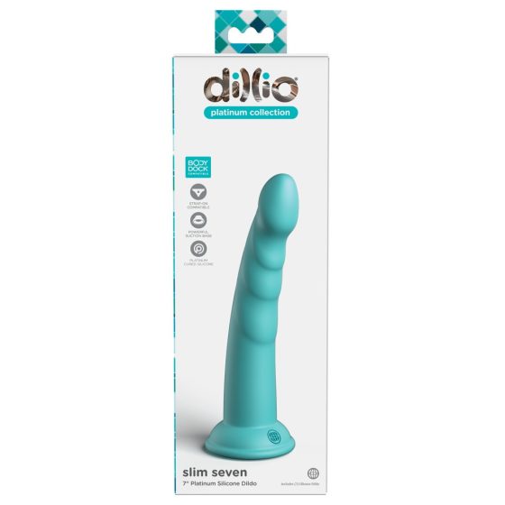 Dillio Slim Seven - Saugfuß stimulierender Dildo (20cm) - Türkis