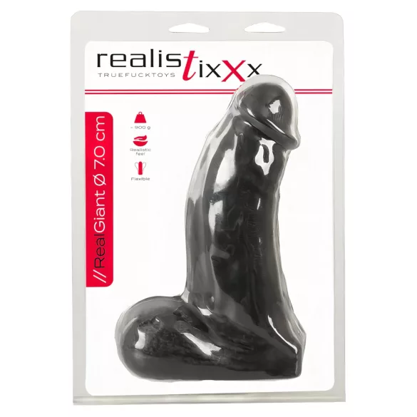 Realistixxx Real Giant - Riesiger Hoden-Dildo - 22 cm (schwarz)