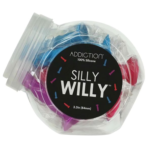 Silly Willy - Buntes Silikon-Dildo mit Saugnapf, 12 Stück