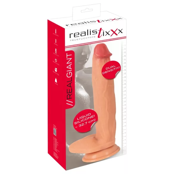 Realistixxx Real Giant - extra großer Dildo mit Hoden (naturfarben)