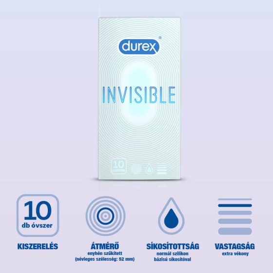Durex Invisible Extra Sensitive - dünnes, extra sensibles Kondom (10 Stück) -