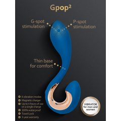   G-Vibe G-Pop 2 - wiederaufladbarer, wasserdichter G/P-Punkt Vibrator (blau)