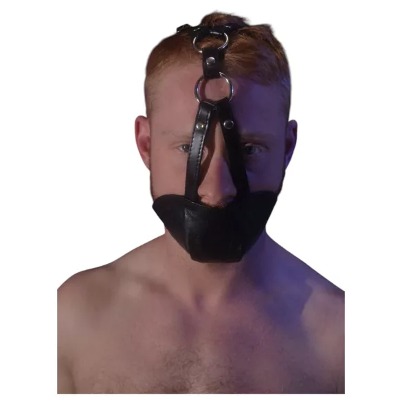 Rouge - Echtes Leder Maske und Mundknebel (Schwarz)