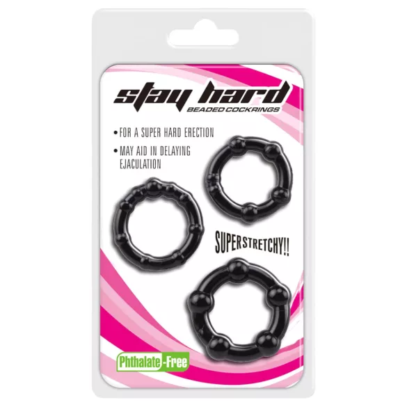 Lonely Stay Hard - Penisring Set - Schwarz (3-teilig)