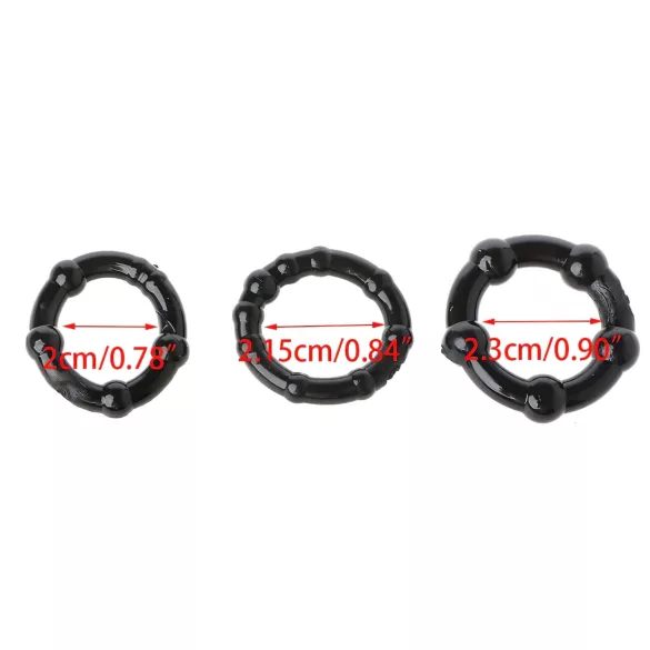 Lonely Stay Hard - Penisring Set - Schwarz (3-teilig)