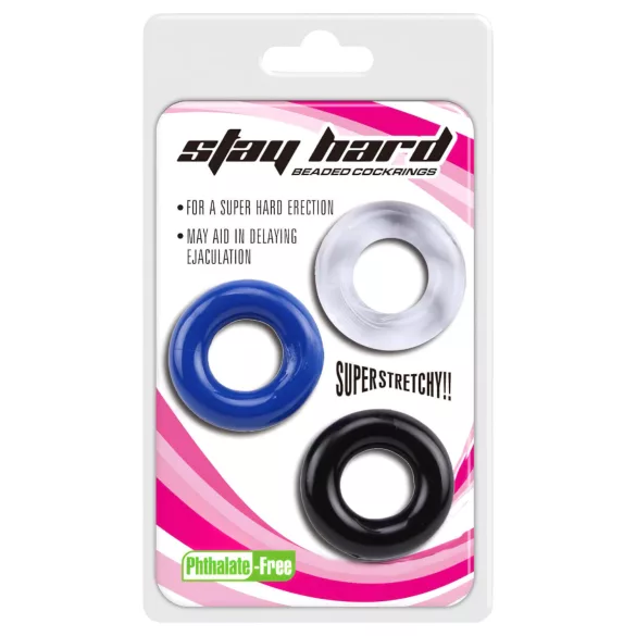 Lonely Stay Hard - Penisring-Set - Farbige (3-teilig)