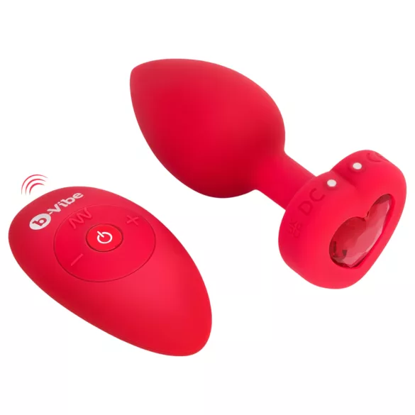 b-Vibe Heart - wiederaufladbarer, funkferngesteuerter Analvibrator (rot)