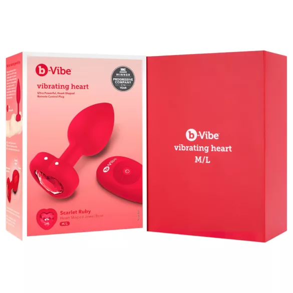 b-Vibe Heart - wiederaufladbarer, funkferngesteuerter Analvibrator (rot)