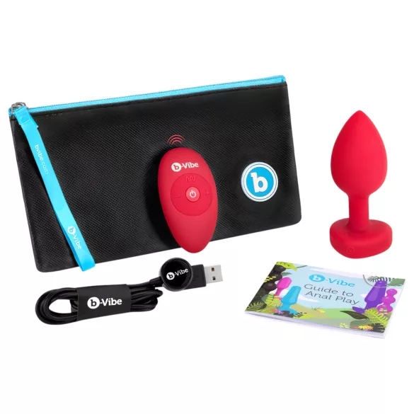 b-Vibe Heart - wiederaufladbarer, funkferngesteuerter Analvibrator (rot)