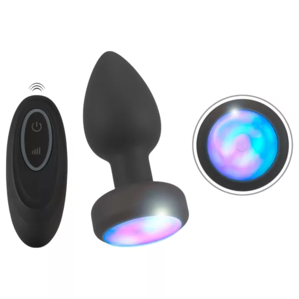 ANOS - leuchtender, vibrierender Analplug (schwarz)