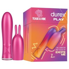   Durex Tease & Vibe - Akkubetriebener Stabvibrator mit Hasen-Klitoris-Stimulator (pink)