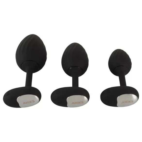 ANOS - vibrierendes Anal-Plug-Set (schwarz)
