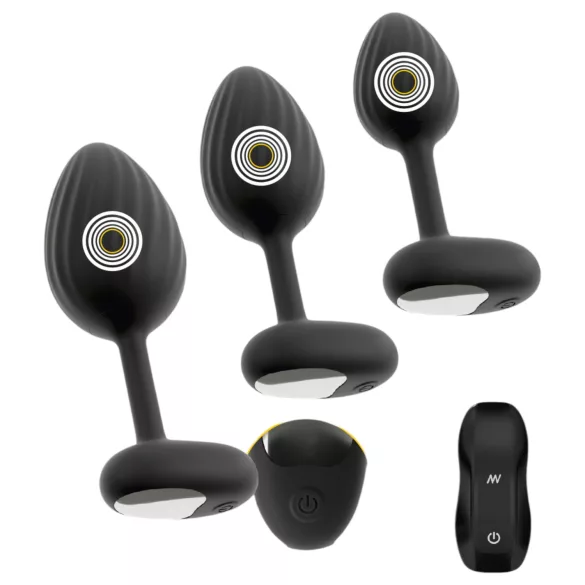 ANOS - vibrierendes Anal-Plug-Set (schwarz)