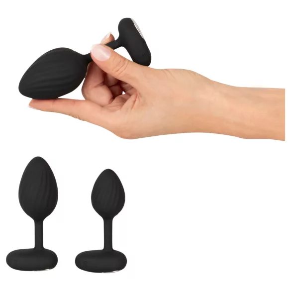 ANOS - vibrierendes Anal-Plug-Set (schwarz)
