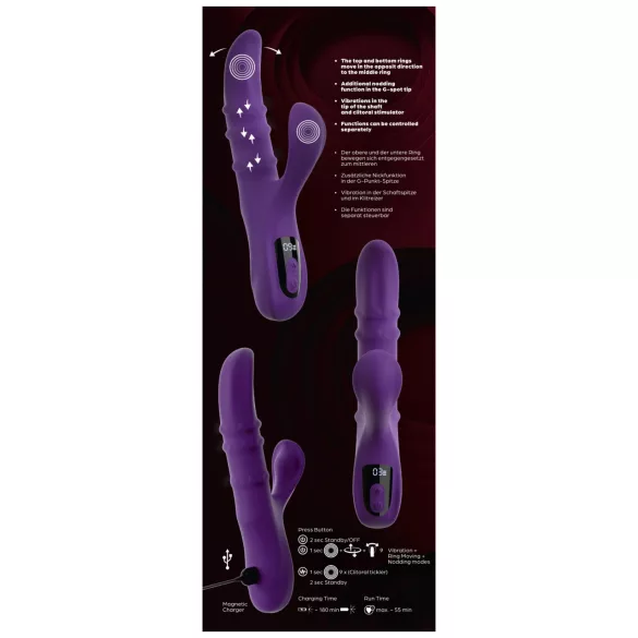 You2Toys - Vibrator mit wippendem, beweglichem Ring und Klitoris-Stimulationsarm (lila)