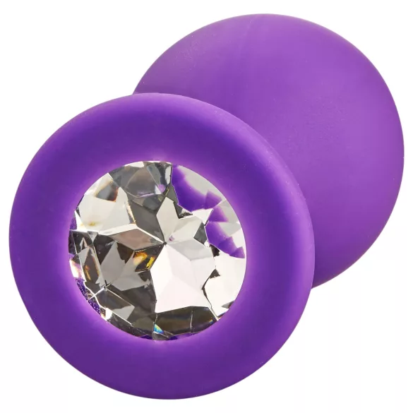 Baseks - Silikon-Analplug mit Kristall (lila) - 8 cm