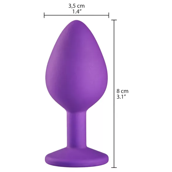 Baseks - Silikon-Analplug mit Kristall (lila) - 8 cm