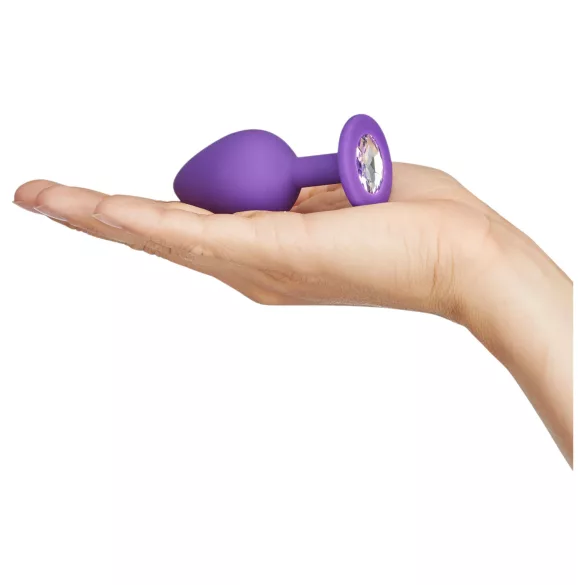 Baseks - Silikon-Analplug mit Kristall (lila) - 8 cm