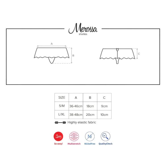 Obsessive Merossa - Strass, offener Damenstring - Schwarz - L/XL