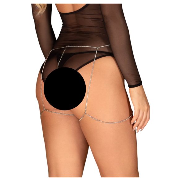 Obsessive Bijou 905 - Schmuck-Körperharness Unterteil (silber) - S-L