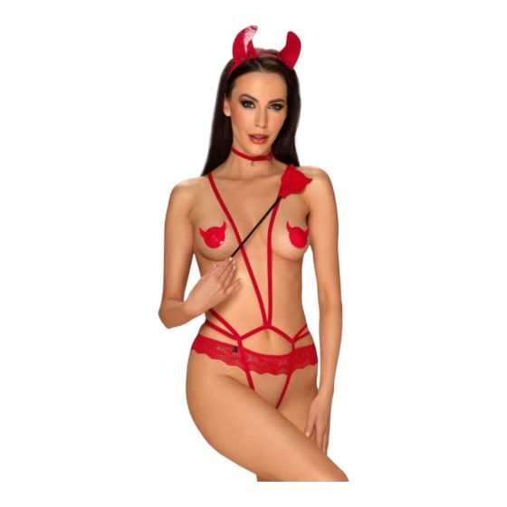 Obsessive Evilia - Schmuckverziertes Teufel-Kostüm (4-teilig) - L/XL