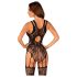 Obsessive - Blumenmuster offener Netz-Overall (schwarz) (S-L)