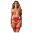 Obsessive Matildea - Spitzen-Strumpfhalter mit Ketten (Rot)