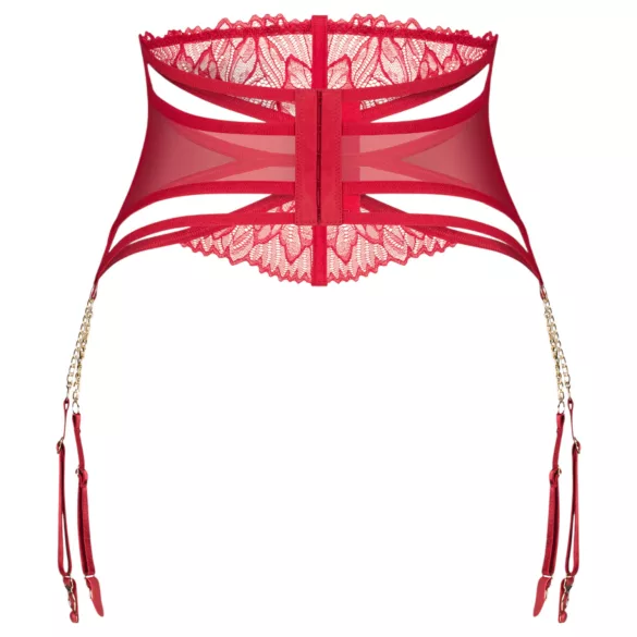 Obsessive Matildea - Spitzen-Strumpfhalter mit Ketten (Rot)