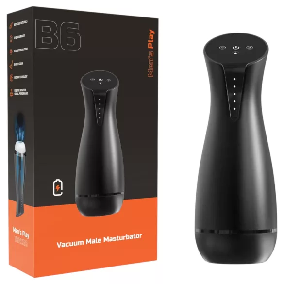 Men's Play - saugend vibrierender Masturbator mit Wärmefunktion (schwarz)