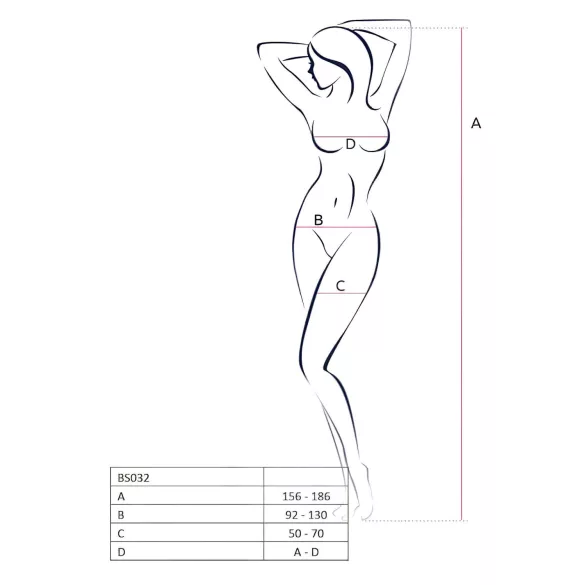 Passion BS032 - roter Netz-Overall mit offenem Schritt für Damen (S-L)