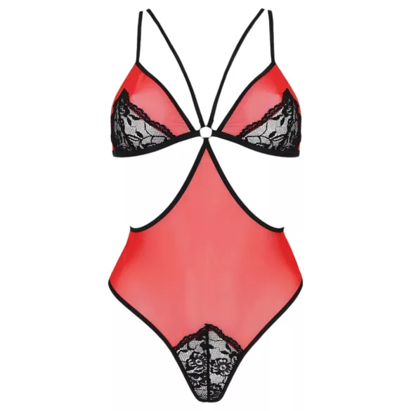 Passion Pfingstrose - Body mit Seitenausschnitt (Rot) - L/XL
