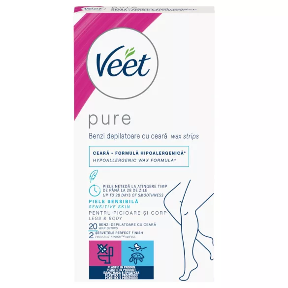 Veet Pure - Wachsstreifen für Beine & Körper - Sensible Haut (20 Stück)