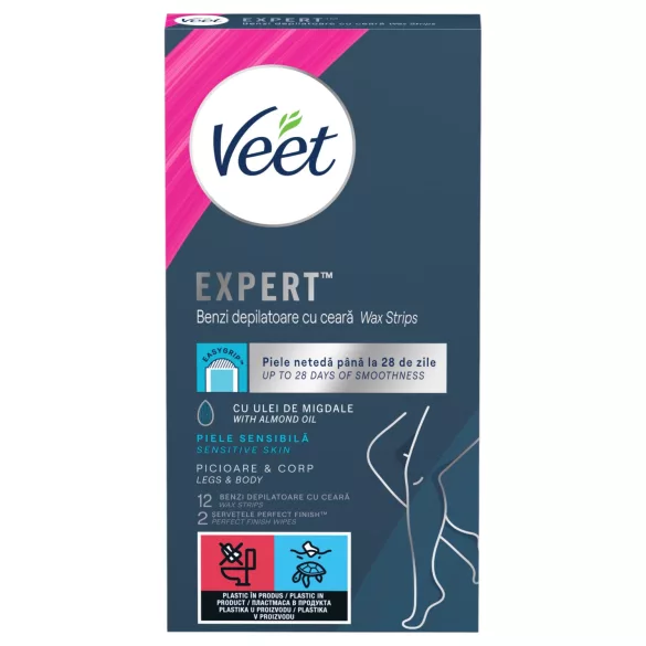 Veet Expert - Anwendungsfertige Wachsstreifen - Trockene Haut (12 Stk.)