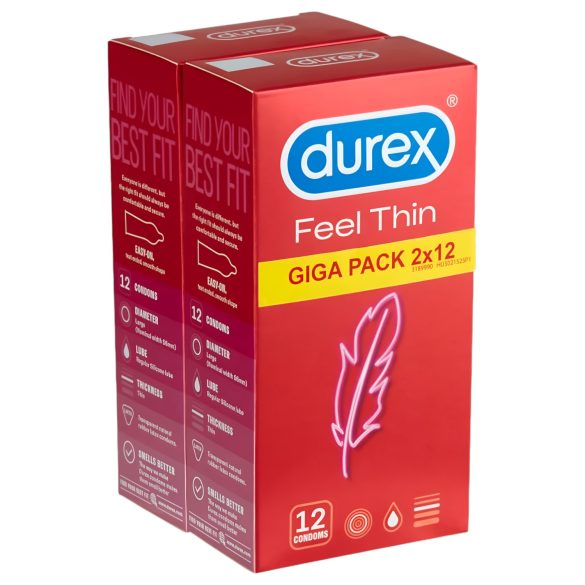 Durex Feel Thin - Natürliche Gefühl Kondom-Paket (2x12 Stk)